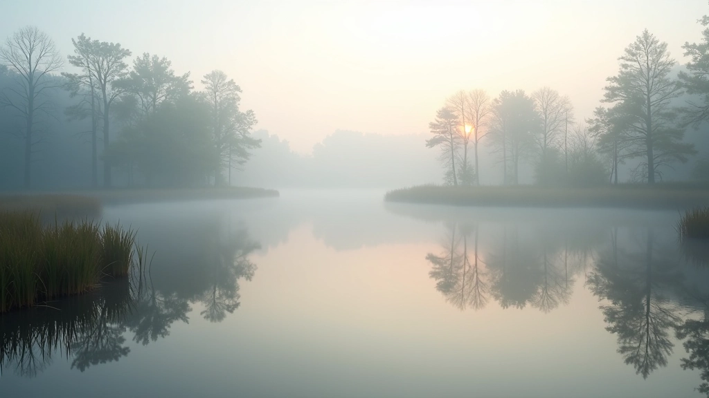 Gamtinė aplinka — medžiai, vandens dėmė, skaidri oras